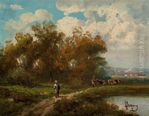 Scenes Of The French Countryside (two Works) by Eugene Victor de Flogny