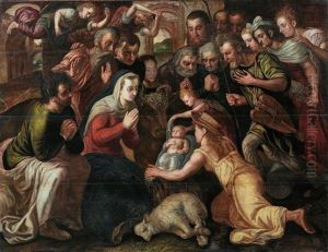 Die Anbetung Der Hirten by Frans Floris