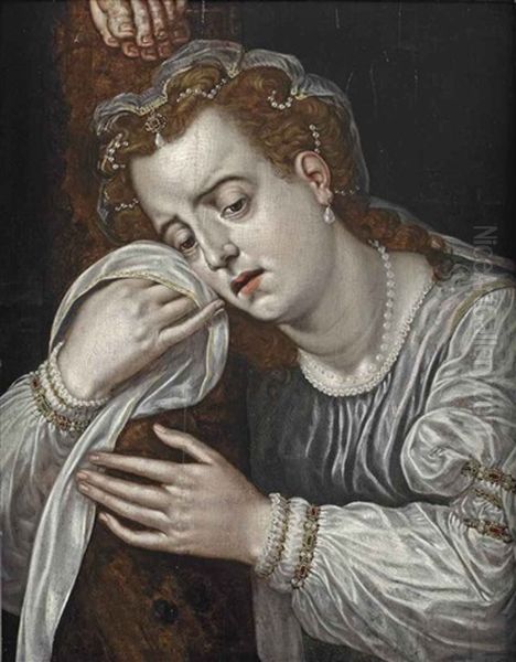 Mary Magdalene In Sorrow At The Foot Of The Cross - view 1