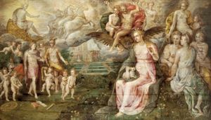 Die Olympischen Gotter In Und Uber Einer Parklandschaft Mit Einem Schloss by Frans Floris