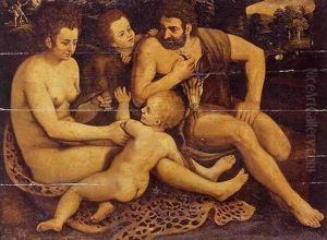 Adam And Eve With Cain And Abel by Frans Floris