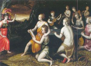 Minerva And The Nine Muses by Frans Floris