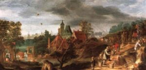 Weinernte Vor Einer Stadt by Frans Floris