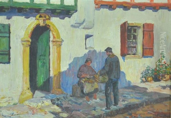 Rural Genre Scene - Couple Outside A House - view 1