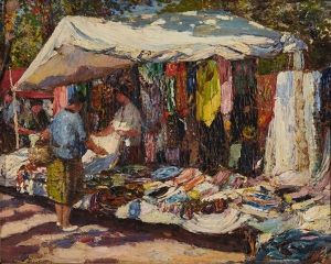 Le Marche Aux Etoffes by Louis Floutier
