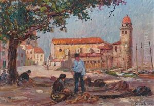 Pueblo Marinero, Probablemente Del Pais Vasco Frances by Louis Floutier