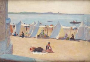 Sur La Plage De Saint Jean De Luz by Louis Floutier