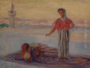 Femmes Sur Une Terrasse Atunis by Albert Aublet