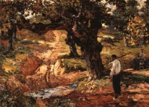 Paysan Dans Un Verger by Louis Floutier