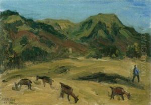 Landschaft Mit Hirte Und Ziegen by Johann Peter Flueck