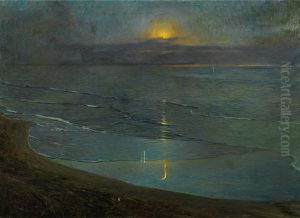 Nachtliche Vedute Von Grado Richtung Triest by Ugo Flumiani