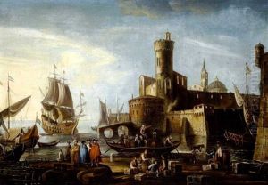 Eine Sudliche Hafenstadt by Ignaz Franz Josef Flurer