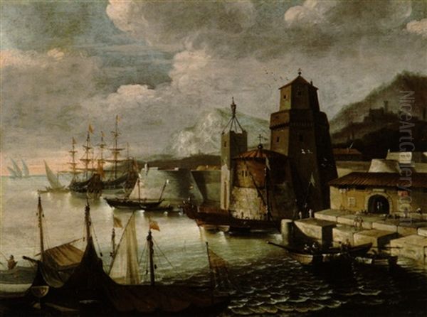 Sudliche Hafenstadt Mit Ankernden Schiffen - view 1