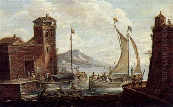 Sudlicher Seehafen Mit Booten Und Figuren - view 1