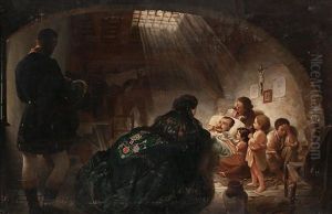 Dama Y Militar Visitando A Un Enfermo, Probablemente Alegoria De La Caridad De Isabel Ii by Miquel Fluyxench I Trill