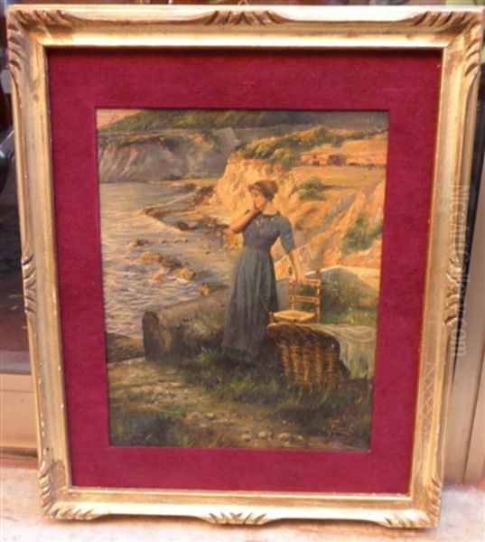 Lavandiere Au Bord De La Mer (toscane?) - view 1