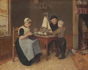 Interieur Anime D'une Famille De Pecheurs Sur L'ile D'urk (en Hollande)
