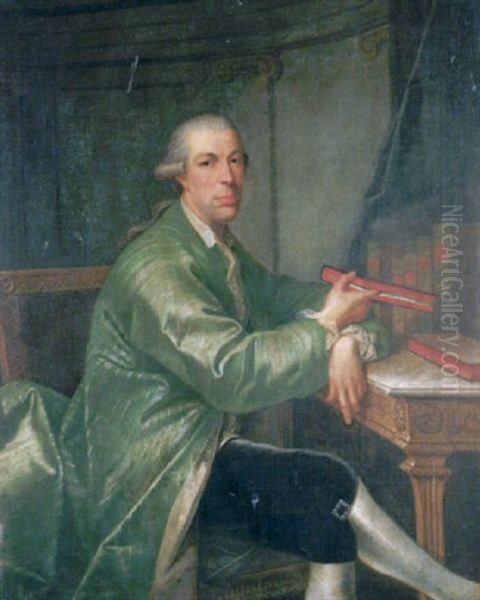 Portrait Of A Nobleman Wearing A Green Silk Dressing Gown And A Periwig - view 1