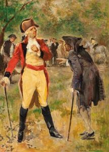 Governor Tyron Confronting Mr. Derrow, Story Illustration, 1939 by Thomas Fogarty