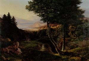 Waldlandschaft Mit Einem Monch by Daniel Fohr