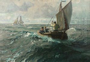 Segelboot Und Segelschiff Auf Dem Meer by Poppe Folkerts
