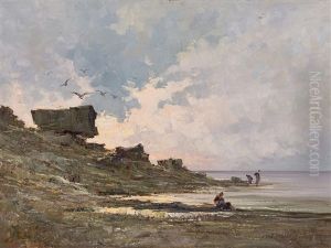 Coastal Landscape With Figures by Carlo Follini