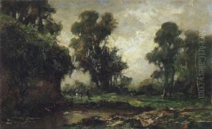 Paesaggio Con Torrente E Figura by Carlo Follini