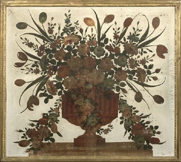 Antique-style Vase Of Flowers And Grasses (pair) - view 1