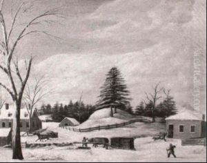 Winter Scene With Logger And Sleigh by Abraham Folsom