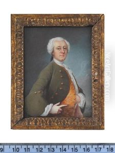 A Gentleman, Wearing Green Coat With Pink Lining And Gold Buttons, Gold Waistcoat, White Frilled Chemise And Stock