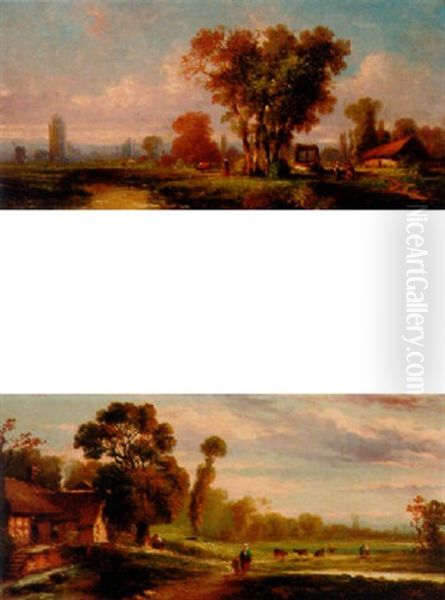 A River Landscape With Figures And Cows - view 1