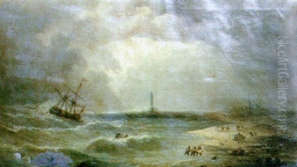 Le Retour Des Pecheurs Sur La Mer Agitee - view 1