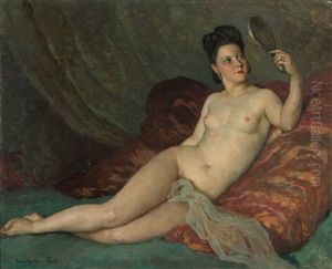 Liegender Frauenakt Mit Handspiegel