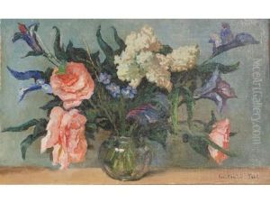 Bouquet De Roses Et De Lilas Dans Un Vase by Constantin Font