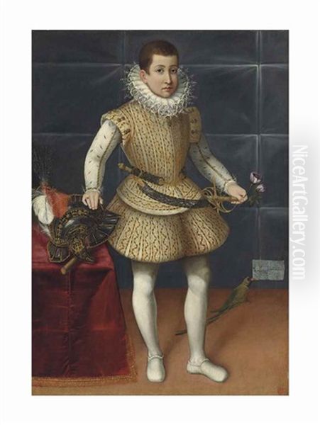 Portrait Of A Young Nobleman Of The Colonna Family, Possibly Giulio Cesare Colonna, Principe Di Carbognano (1602-1681), Full-length, In An Embroidered Jerkin And Matching Padded Hose - view 1