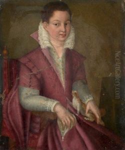 Jeune Dame En Rose Et Son Chien