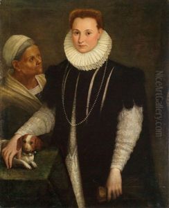 Bildnis Einer Dame Mit Magd Und Hundchen