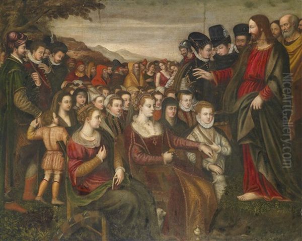 Christus Einer Zeitgenossisch Gekleideten Gesellschaft Predigend - view 1