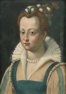 Portrait Of A Lady In A Yellow And Blue Costume