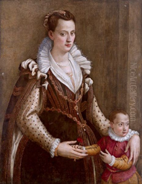 Bildnis Von Eleonora De Medici, Herzogin Von Mantua, Mit Ihrem Erstgeborenen Sohn Francesco Iv - view 1