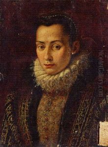 Portrait Of A Lady, In A Gold-embroidered Black Dress And White Lace Ruff