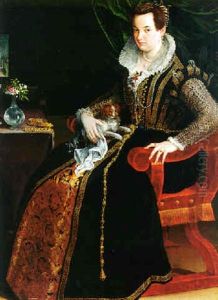Portrait Of Costanza Alidosi Seated And Holding A Small Dog