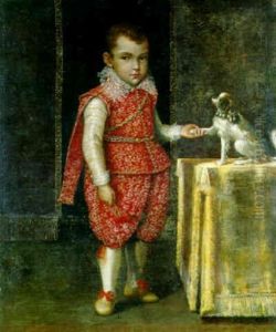 Portrait Of A Boy, Wearing Silver Embroidered Red Costume by Lavinia Fontana