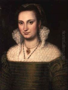 Portrait Of A Lady, Half-length, Wearing A Green Dress