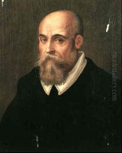 A Portrait Of A Bearded Man, Half Length, Wearing A Black   Jacket With A White Collar