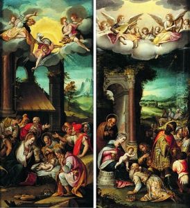 L'adoration Des Bergers (+ L'adoration Des Mages; Pair) by Prospero Fontana