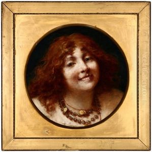 Smiling Girl, Wearing A Gold Coin Necklace by Roberto Fontana