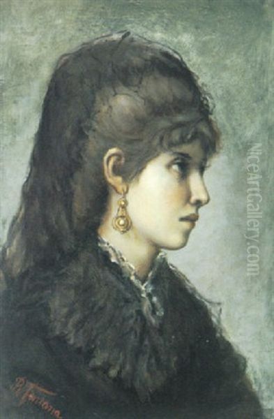 Portrait Eines Jungen Madchens Im Profil Von Rechts - view 1