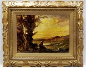 Shepherdess Overlooking Her Flock In A Sunset Landscape
