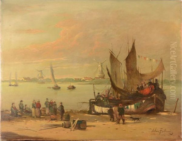 Harbor Scene With Fishing Boat - view 1